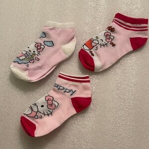 NWT SANRIO FOR HELLO KITTY 3 pr OF GIRLS SOCKS SZ LARGE